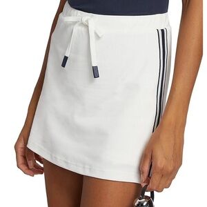 VARLEY Patrick Mid Rise Skort White Navy Striped Logo Size Medium Preppy Tennis